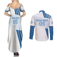 Custom Argentina 2024 Football Couples Matching Summer Maxi Dress and Long Sleeve Button Shirt Go Champions La Albiceleste LT05 - Wonder Print Shop