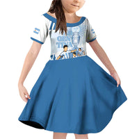 Custom Argentina 2024 Football Family Matching Off Shoulder Short Dress and Hawaiian Shirt Go Champions La Albiceleste LT05 - Wonder Print Shop