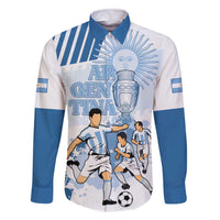 Custom Argentina 2024 Football Family Matching Off Shoulder Short Dress and Hawaiian Shirt Go Champions La Albiceleste LT05 - Wonder Print Shop
