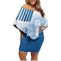 Custom Argentina 2024 Football Family Matching Off Shoulder Short Dress and Hawaiian Shirt Go Champions La Albiceleste LT05 - Wonder Print Shop