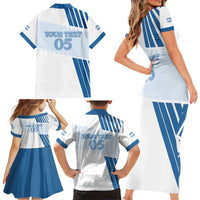 Custom Argentina 2024 Football Family Matching Short Sleeve Bodycon Dress and Hawaiian Shirt Go Champions La Albiceleste LT05 - Wonder Print Shop