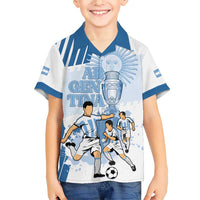 Custom Argentina 2024 Football Family Matching Short Sleeve Bodycon Dress and Hawaiian Shirt Go Champions La Albiceleste LT05 - Wonder Print Shop