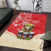 Puerto Rico Area Rug Coqui Frog With Polynesian Pattern - Wonder Print Shop
