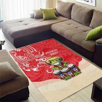 Puerto Rico Area Rug Coqui Frog With Polynesian Pattern - Wonder Print Shop
