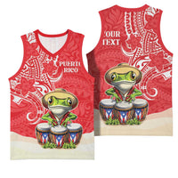 Personalized Puerto Rico Basketball Jersey Coqui Frog With Polynesian Pattern - Wonder Print Shop