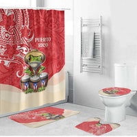 Puerto Rico Bathroom Set Coqui Frog With Polynesian Pattern - Wonder Print Shop