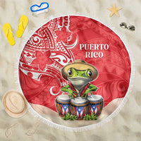 Puerto Rico Beach Blanket Coqui Frog With Polynesian Pattern - Wonder Print Shop