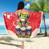 Puerto Rico Beach Blanket Coqui Frog With Polynesian Pattern - Wonder Print Shop