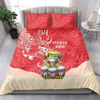 Puerto Rico Bedding Set Coqui Frog With Polynesian Pattern - Wonder Print Shop