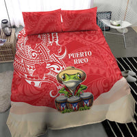Puerto Rico Bedding Set Coqui Frog With Polynesian Pattern - Wonder Print Shop