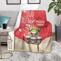 Puerto Rico Blanket Coqui Frog With Polynesian Pattern - Wonder Print Shop