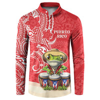 Personalized Puerto Rico Button Sweatshirt Coqui Frog With Polynesian Pattern - Wonder Print Shop