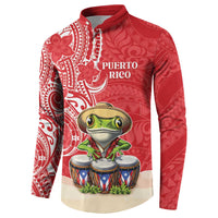 Personalized Puerto Rico Button Sweatshirt Coqui Frog With Polynesian Pattern - Wonder Print Shop