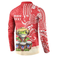 Personalized Puerto Rico Button Sweatshirt Coqui Frog With Polynesian Pattern - Wonder Print Shop