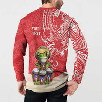 Personalized Puerto Rico Button Sweatshirt Coqui Frog With Polynesian Pattern - Wonder Print Shop