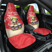 Puerto Rico Car Seat Cover Coqui Frog With Polynesian Pattern - Wonder Print Shop