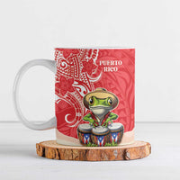 Personalized Puerto Rico Ceramic Mug Coqui Frog With Polynesian Pattern - Wonder Print Shop
