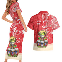 Personalized Puerto Rico Couples Matching Short Sleeve Bodycon Dress and Hawaiian Shirt Coqui Frog With Polynesian Pattern - Wonder Print Shop