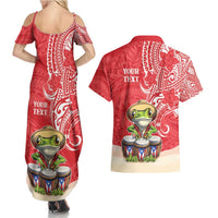 Personalized Puerto Rico Couples Matching Summer Maxi Dress and Hawaiian Shirt Coqui Frog With Polynesian Pattern - Wonder Print Shop