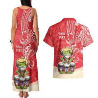 Personalized Puerto Rico Couples Matching Tank Maxi Dress and Hawaiian Shirt Coqui Frog With Polynesian Pattern - Wonder Print Shop