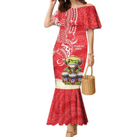 Personalized Puerto Rico Family Matching Mermaid Dress and Hawaiian Shirt Coqui Frog With Polynesian Pattern - Wonder Print Shop