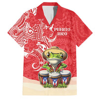Personalized Puerto Rico Family Matching Off Shoulder Short Dress and Hawaiian Shirt Coqui Frog With Polynesian Pattern - Wonder Print Shop