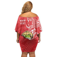 Personalized Puerto Rico Family Matching Off Shoulder Short Dress and Hawaiian Shirt Coqui Frog With Polynesian Pattern - Wonder Print Shop