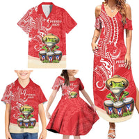 Personalized Puerto Rico Family Matching Summer Maxi Dress and Hawaiian Shirt Coqui Frog With Polynesian Pattern - Wonder Print Shop