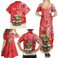 Personalized Puerto Rico Family Matching Summer Maxi Dress and Hawaiian Shirt Coqui Frog With Polynesian Pattern - Wonder Print Shop
