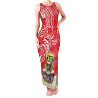 Personalized Puerto Rico Family Matching Tank Maxi Dress and Hawaiian Shirt Coqui Frog With Polynesian Pattern - Wonder Print Shop