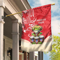Puerto Rico Garden Flag Coqui Frog With Polynesian Pattern - Wonder Print Shop