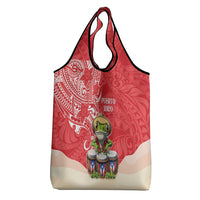 Puerto Rico Grocery Bag Coqui Frog With Polynesian Pattern - Wonder Print Shop