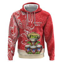 Personalized Puerto Rico Hoodie Coqui Frog With Polynesian Pattern - Wonder Print Shop