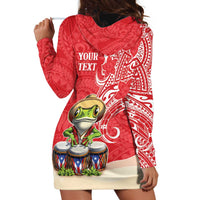 Personalized Puerto Rico Hoodie Dress Coqui Frog With Polynesian Pattern - Wonder Print Shop