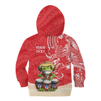 Personalized Puerto Rico Kid Hoodie Coqui Frog With Polynesian Pattern - Wonder Print Shop