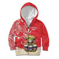 Personalized Puerto Rico Kid Hoodie Coqui Frog With Polynesian Pattern - Wonder Print Shop
