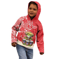 Personalized Puerto Rico Kid Hoodie Coqui Frog With Polynesian Pattern - Wonder Print Shop