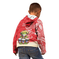 Personalized Puerto Rico Kid Hoodie Coqui Frog With Polynesian Pattern - Wonder Print Shop