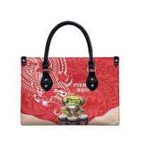 Puerto Rico Leather Bag Coqui Frog With Polynesian Pattern - Wonder Print Shop