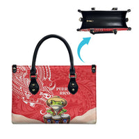 Puerto Rico Leather Bag Coqui Frog With Polynesian Pattern - Wonder Print Shop