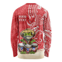 Personalized Puerto Rico Long Sleeve Shirt Coqui Frog With Polynesian Pattern - Wonder Print Shop