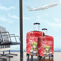 Puerto Rico Luggage Cover Coqui Frog With Polynesian Pattern - Wonder Print Shop