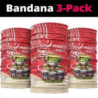 Puerto Rico Neck Gaiter Coqui Frog With Polynesian Pattern - Wonder Print Shop
