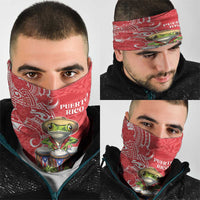 Puerto Rico Neck Gaiter Coqui Frog With Polynesian Pattern - Wonder Print Shop