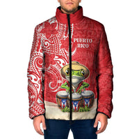 Personalized Puerto Rico Padded Jacket Coqui Frog With Polynesian Pattern - Wonder Print Shop