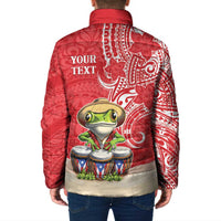 Personalized Puerto Rico Padded Jacket Coqui Frog With Polynesian Pattern - Wonder Print Shop
