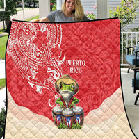 Puerto Rico Quilt Coqui Frog With Polynesian Pattern - Wonder Print Shop