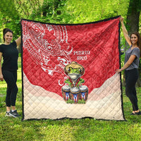 Puerto Rico Quilt Coqui Frog With Polynesian Pattern - Wonder Print Shop