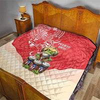 Puerto Rico Quilt Coqui Frog With Polynesian Pattern - Wonder Print Shop