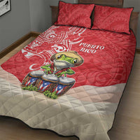 Puerto Rico Quilt Bed Set Coqui Frog With Polynesian Pattern - Wonder Print Shop
